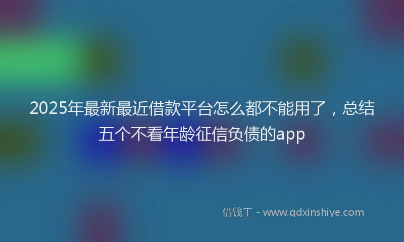2025年最新最近借款平台怎么都不能用了，总结五个不看年龄征信负债的app