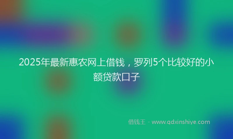 2025年最新惠农网上借钱，罗列5个比较好的小额贷款口子