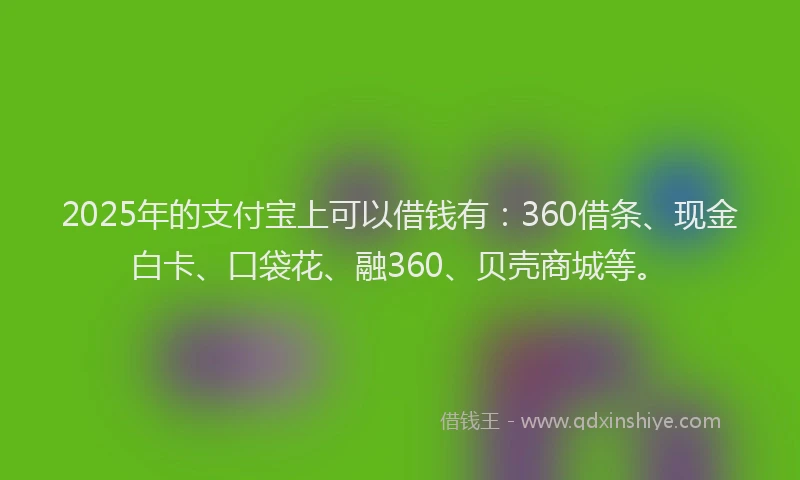 2025年的支付宝上可以借钱有：360借条、现金白卡、口袋花、融360、贝壳商城等。