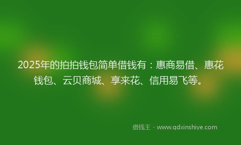 2025年的拍拍钱包简单借钱有：惠商易借、惠花钱包、云贝商城、享来花、信用易飞等。
