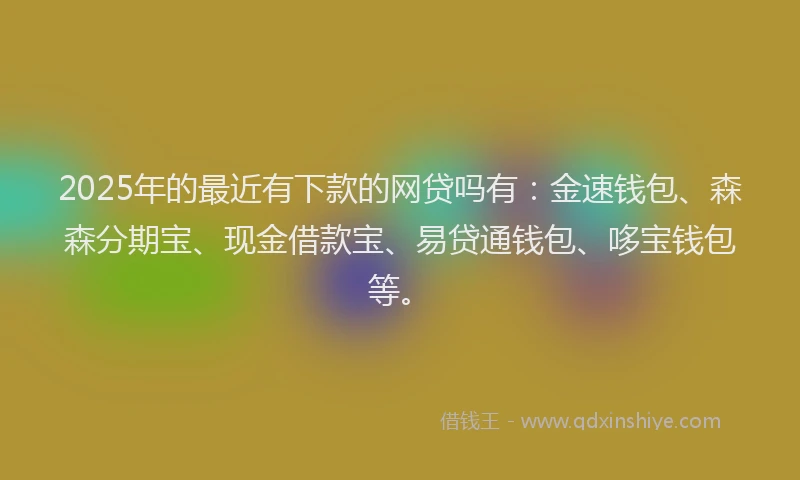 2025年的最近有下款的网贷吗有：金速钱包、森森分期宝、现金借款宝、易贷通钱包、哆宝钱包等。