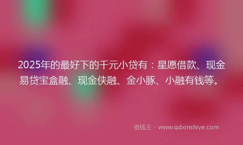 2025年的最好下的千元小贷有：星愿借款、现金易贷宝盒融、现金侠融、金小豚、小融有钱等。