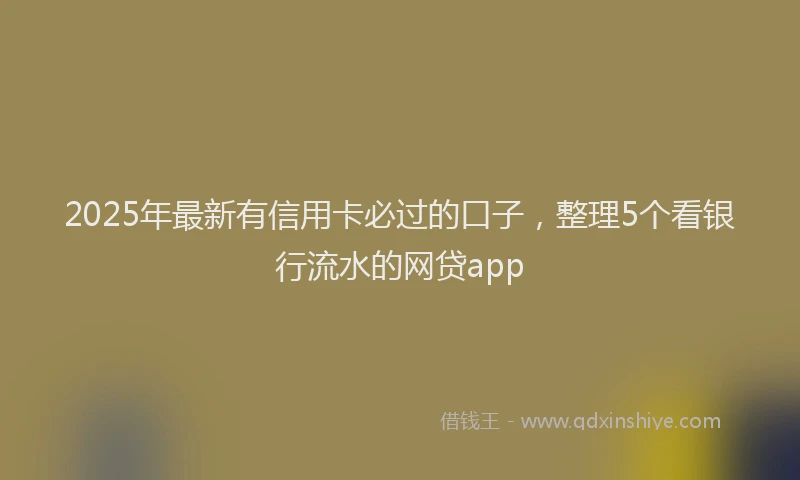 2025年最新有信用卡必过的口子，整理5个看银行流水的网贷app