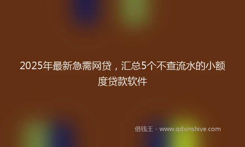 2025年最新急需网贷，汇总5个不查流水的小额度贷款软件