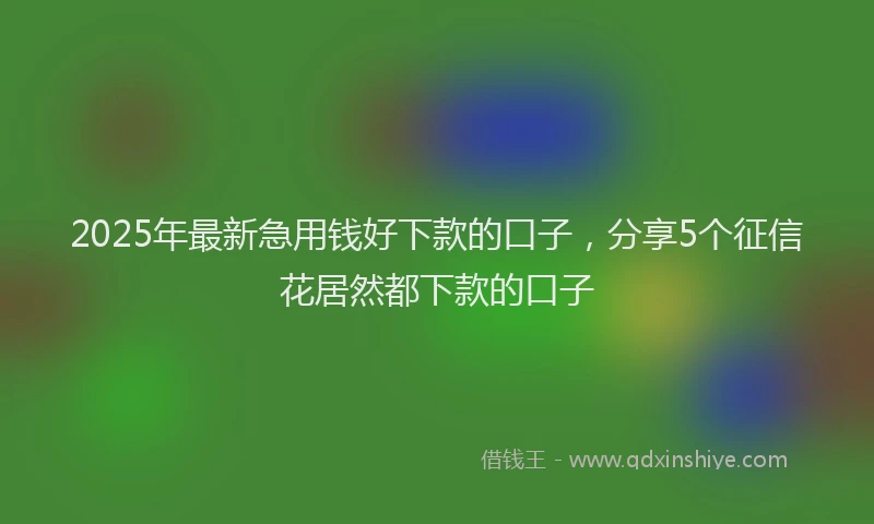 2025年最新急用钱好下款的口子，分享5个征信花居然都下款的口子
