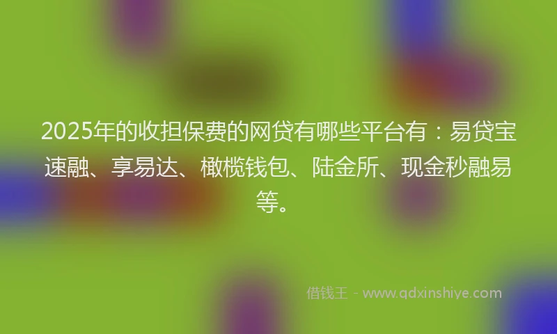 2025年的收担保费的网贷有哪些平台有：易贷宝速融、享易达、橄榄钱包、陆金所、现金秒融易等。