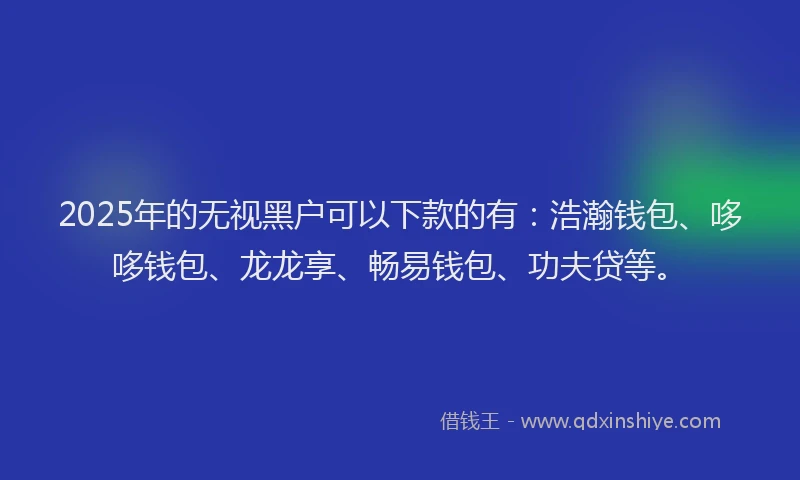 2025年的无视黑户可以下款的有：浩瀚钱包、哆哆钱包、龙龙享、畅易钱包、功夫贷等。