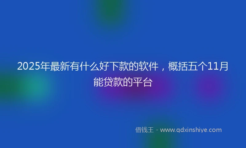 2025年最新有什么好下款的软件，概括五个11月能贷款的平台