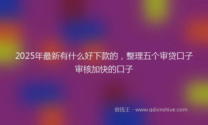2025年最新有什么好下款的，整理五个审贷口子审核加快的口子