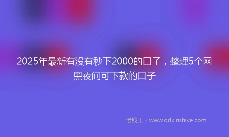 2025年最新有没有秒下2000的口子，整理5个网黑夜间可下款的口子