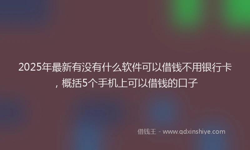2025年最新有没有什么软件可以借钱不用银行卡，概括5个手机上可以借钱的口子