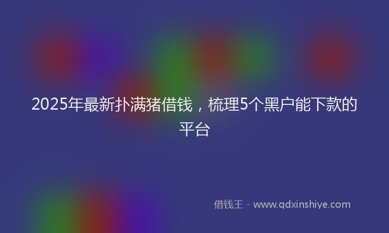 2025年最新扑满猪借钱，梳理5个黑户能下款的平台