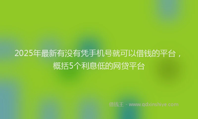 2025年最新有没有凭手机号就可以借钱的平台，概括5个利息低的网贷平台