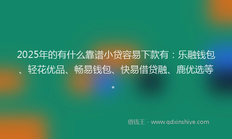2025年的有什么靠谱小贷容易下款有：乐融钱包、轻花优品、畅易钱包、快易借贷融、鹿优选等。