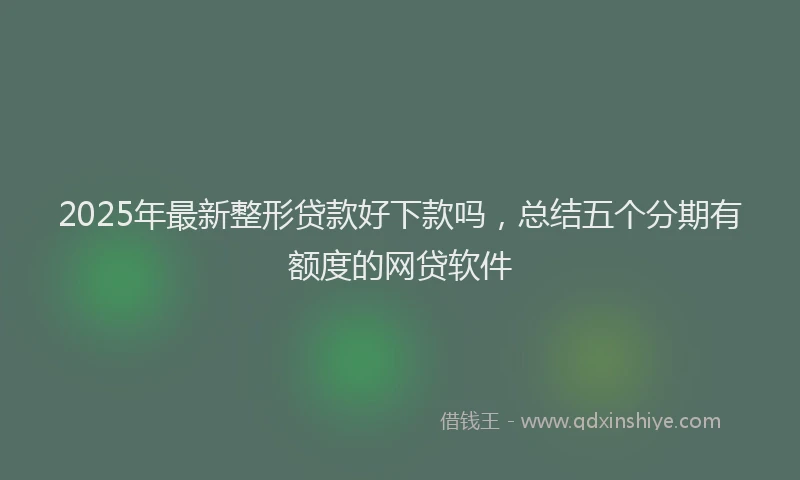 2025年最新整形贷款好下款吗，总结五个分期有额度的网贷软件