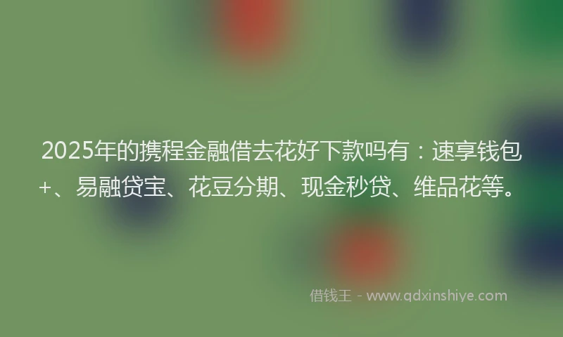 2025年的携程金融借去花好下款吗有：速享钱包+、易融贷宝、花豆分期、现金秒贷、维品花等。