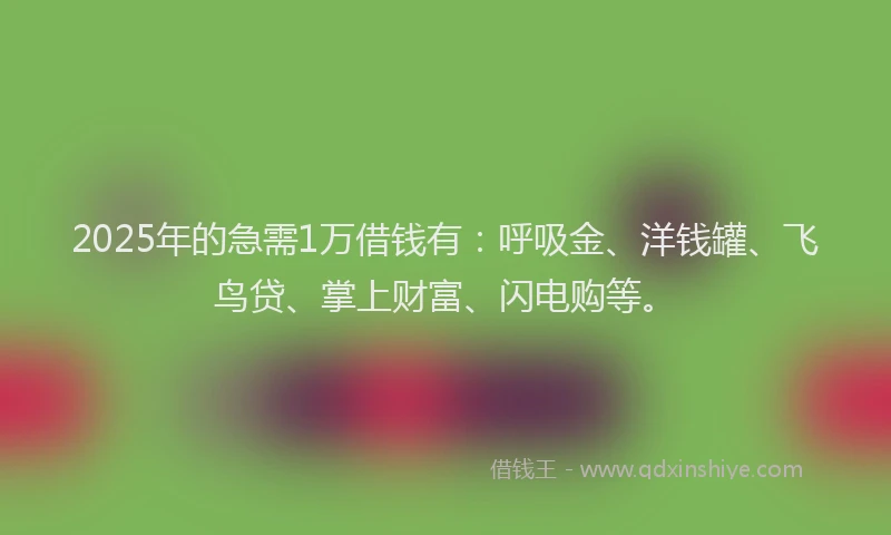 2025年的急需1万借钱有：呼吸金、洋钱罐、飞鸟贷、掌上财富、闪电购等。