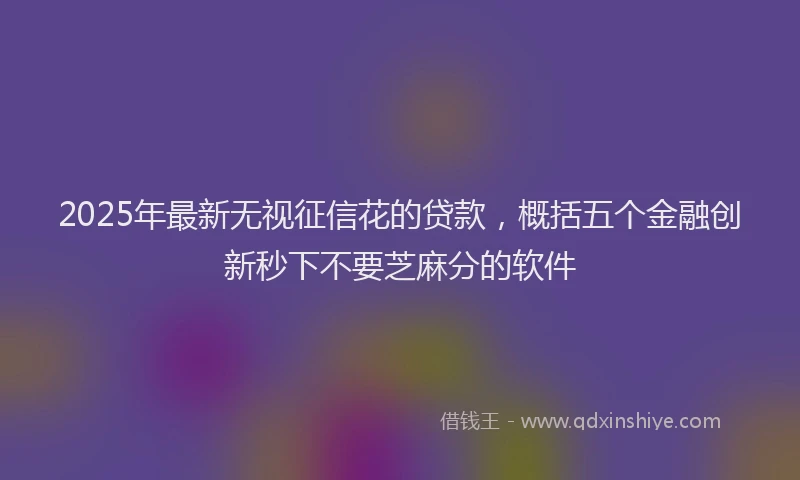 2025年最新无视征信花的贷款，概括五个金融创新秒下不要芝麻分的软件