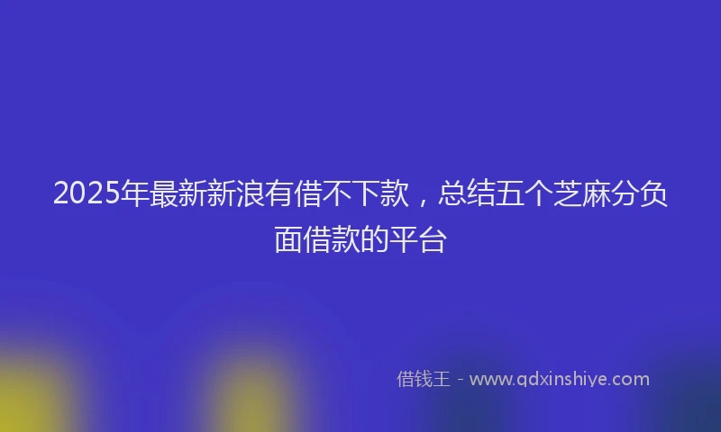 2025年最新新浪有借不下款，总结五个芝麻分负面借款的平台