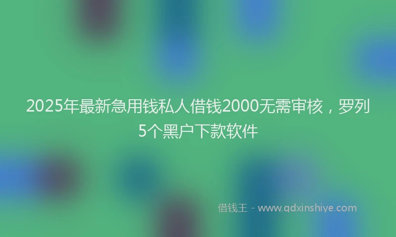 2025年最新急用钱私人借钱2000无需审核，罗列5个黑户下款软件