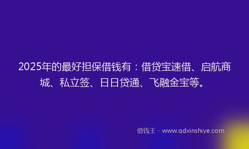 2025年的最好担保借钱有：借贷宝速借、启航商城、私立签、日日贷通、飞融金宝等。
