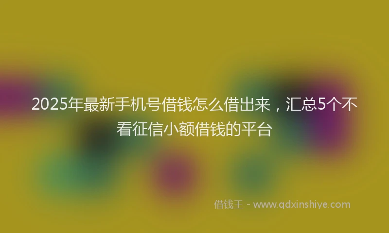 2025年最新手机号借钱怎么借出来，汇总5个不看征信小额借钱的平台