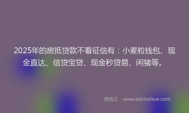 2025年的房抵贷款不看征信有：小麦粒钱包、现金直达、信贷宝贷、现金秒贷易、闲猪等。