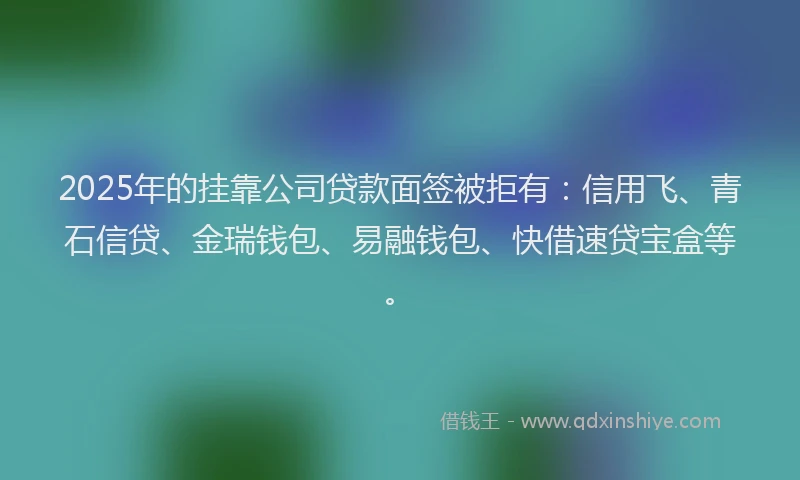 2025年的挂靠公司贷款面签被拒有：信用飞、青石信贷、金瑞钱包、易融钱包、快借速贷宝盒等。