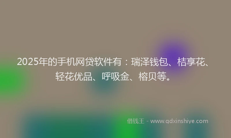 2025年的手机网贷软件有：瑞泽钱包、桔享花、轻花优品、呼吸金、榕贝等。