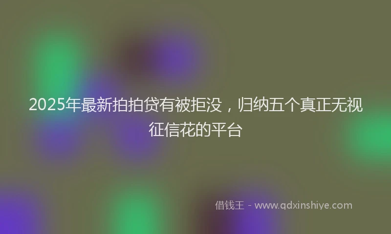 2025年最新拍拍贷有被拒没，归纳五个真正无视征信花的平台