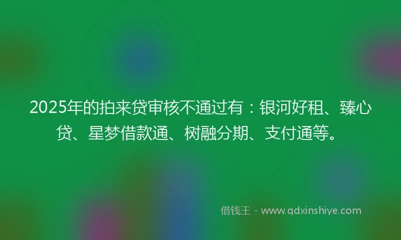 2025年的拍来贷审核不通过有：银河好租、臻心贷、星梦借款通、树融分期、支付通等。