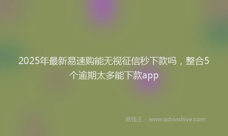 2025年最新易速购能无视征信秒下款吗，整合5个逾期太多能下款app
