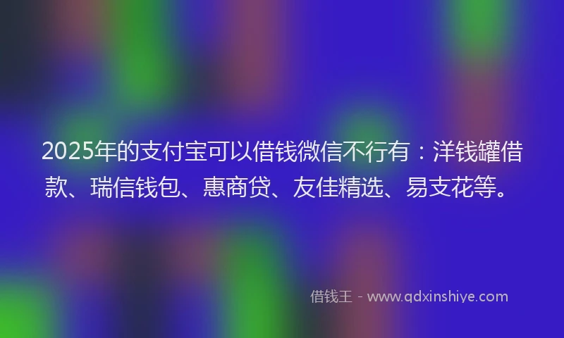 2025年的支付宝可以借钱微信不行有：洋钱罐借款、瑞信钱包、惠商贷、友佳精选、易支花等。