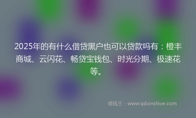 2025年的有什么借贷黑户也可以贷款吗有：橙丰商城、云闪花、畅贷宝钱包、时光分期、极速花等。