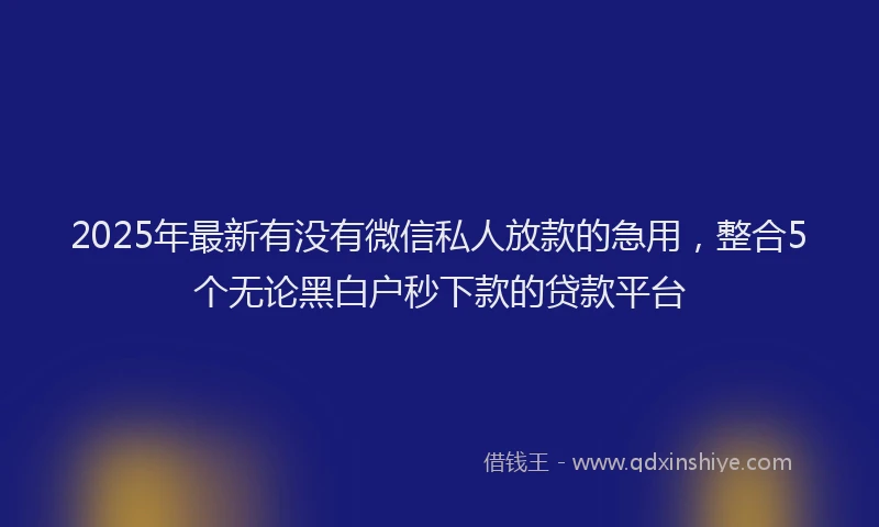 2025年最新有没有微信私人放款的急用，整合5个无论黑白户秒下款的贷款平台
