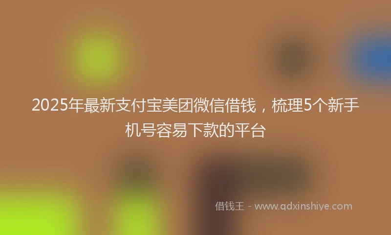 2025年最新支付宝美团微信借钱，梳理5个新手机号容易下款的平台