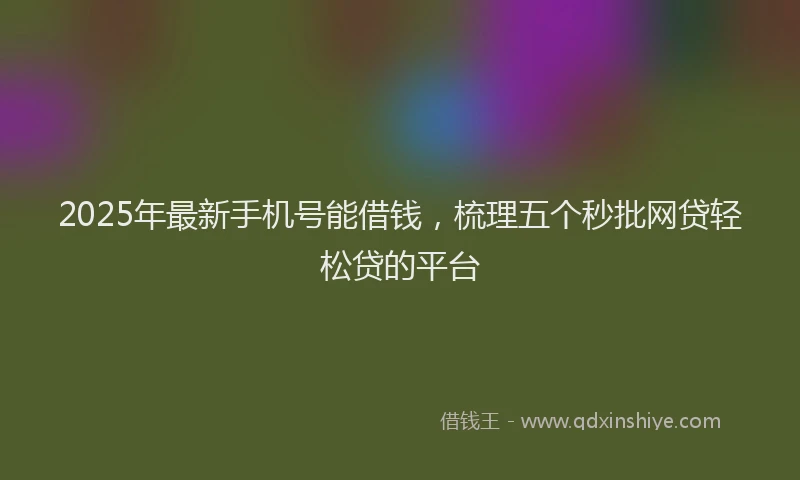 2025年最新手机号能借钱，梳理五个秒批网贷轻松贷的平台