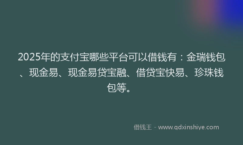 2025年的支付宝哪些平台可以借钱有：金瑞钱包、现金易、现金易贷宝融、借贷宝快易、珍珠钱包等。