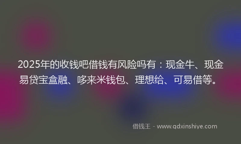 2025年的收钱吧借钱有风险吗有：现金牛、现金易贷宝盒融、哆来米钱包、理想给、可易借等。