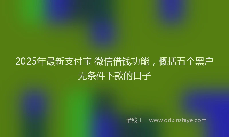 2025年最新支付宝 微信借钱功能，概括五个黑户无条件下款的口子