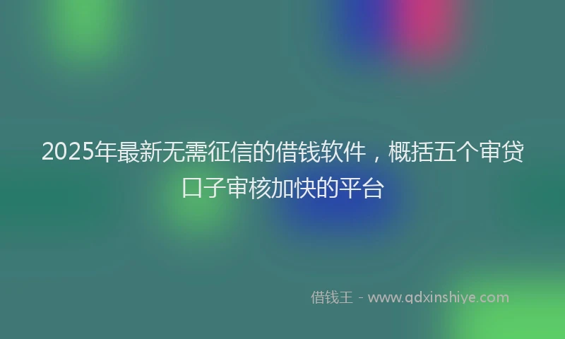 2025年最新无需征信的借钱软件，概括五个审贷口子审核加快的平台