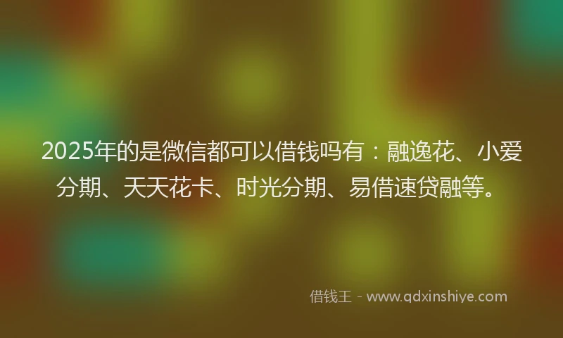 2025年的是微信都可以借钱吗有：融逸花、小爱分期、天天花卡、时光分期、易借速贷融等。