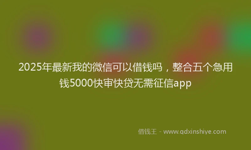 2025年最新我的微信可以借钱吗，整合五个急用钱5000快审快贷无需征信app