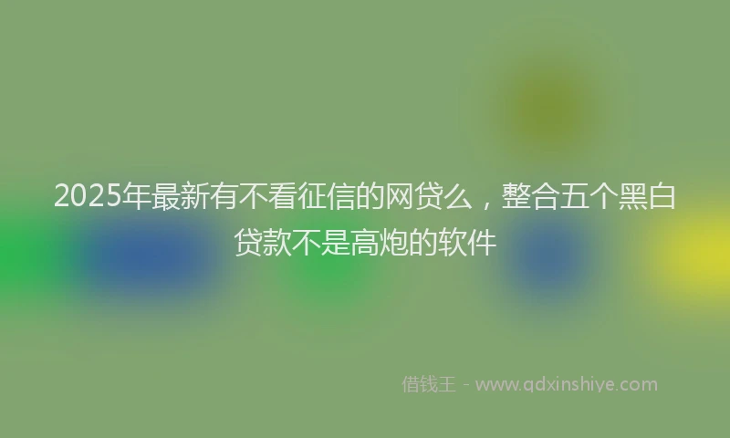 2025年最新有不看征信的网贷么，整合五个黑白贷款不是高炮的软件