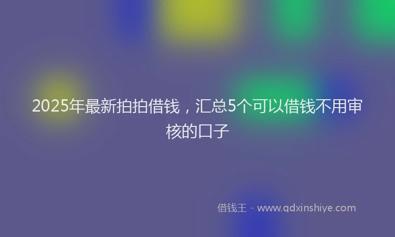 2025年最新拍拍借钱，汇总5个可以借钱不用审核的口子