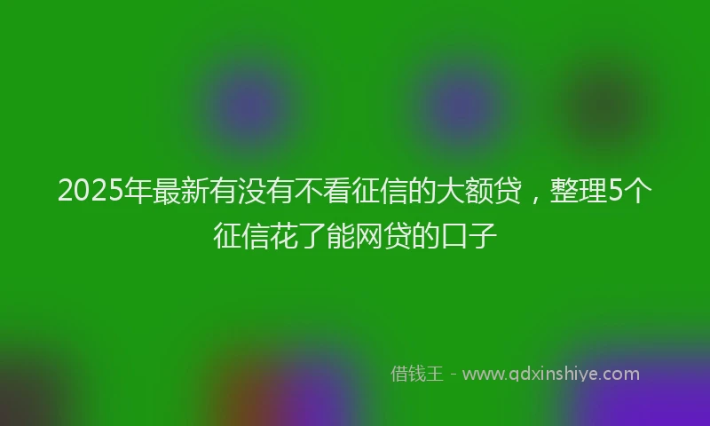2025年最新有没有不看征信的大额贷，整理5个征信花了能网贷的口子