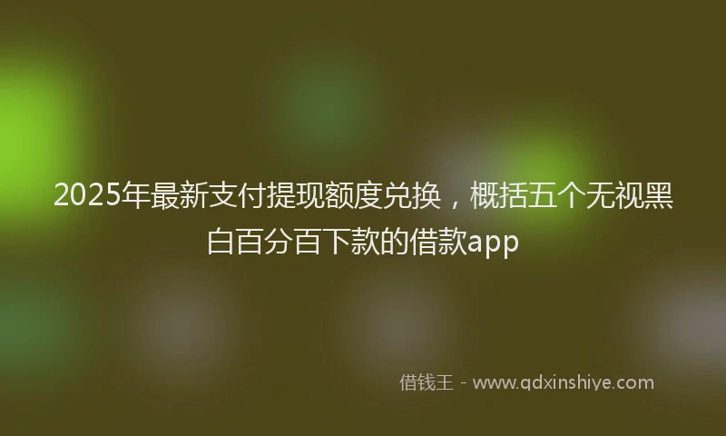 2025年最新支付提现额度兑换，概括五个无视黑白百分百下款的借款app