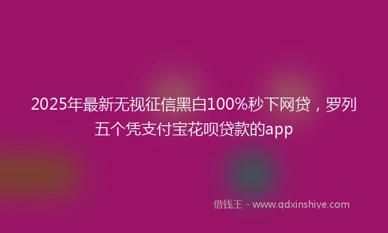 2025年最新无视征信黑白100%秒下网贷，罗列五个凭支付宝花呗贷款的app