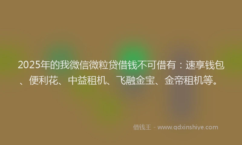 2025年的我微信微粒贷借钱不可借有：速享钱包、便利花、中益租机、飞融金宝、金帝租机等。
