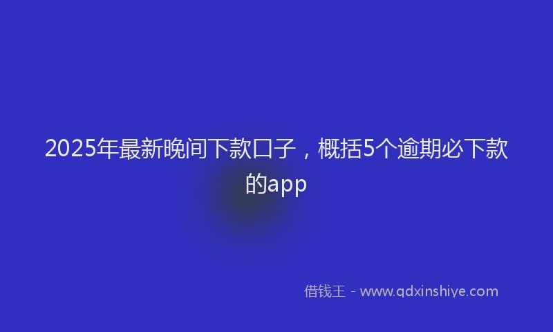 2025年最新晚间下款口子，概括5个逾期必下款的app